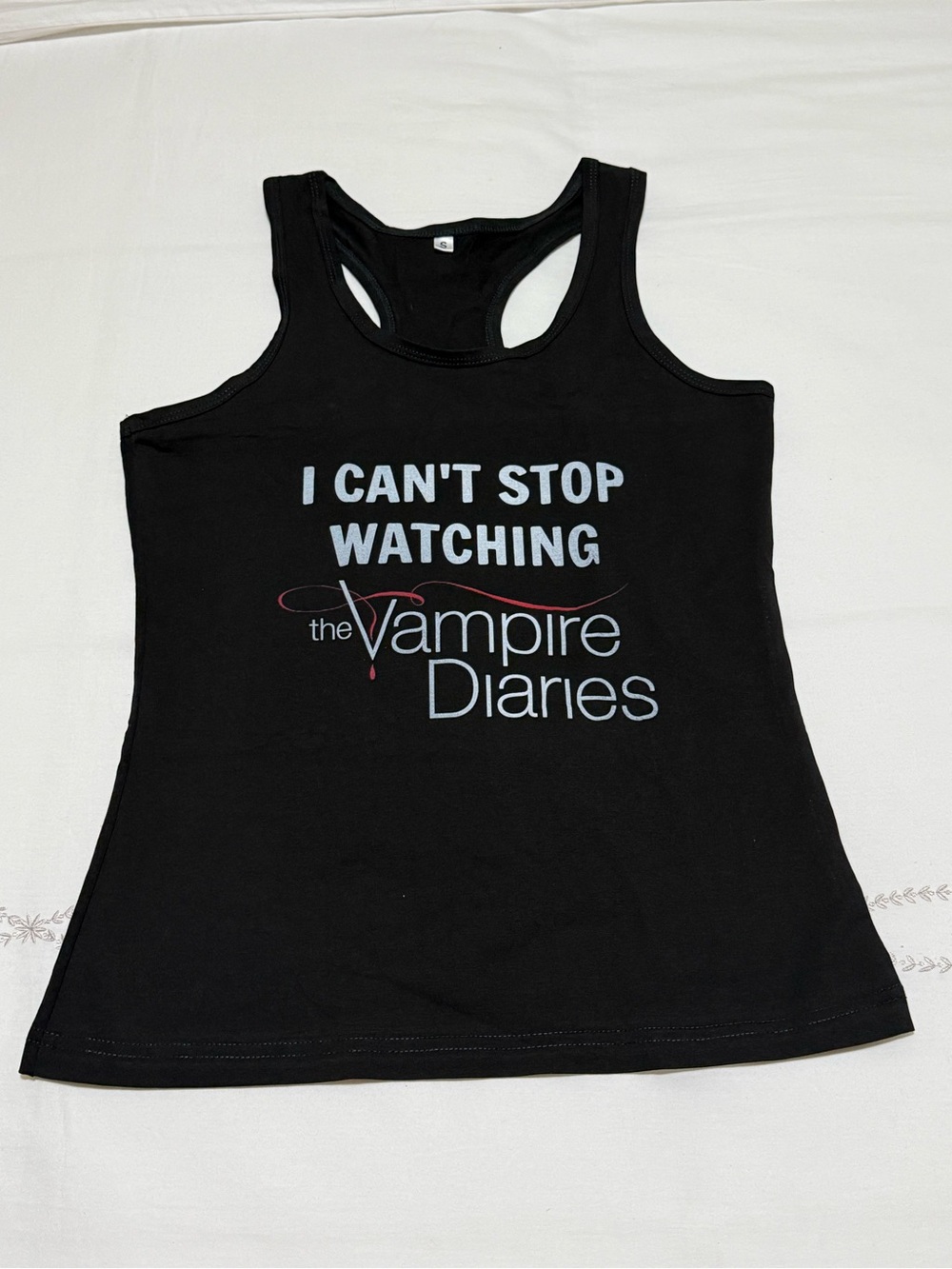 Black 'I Can't Stop Watching The Vampire Diaries' Racerback Tank Top